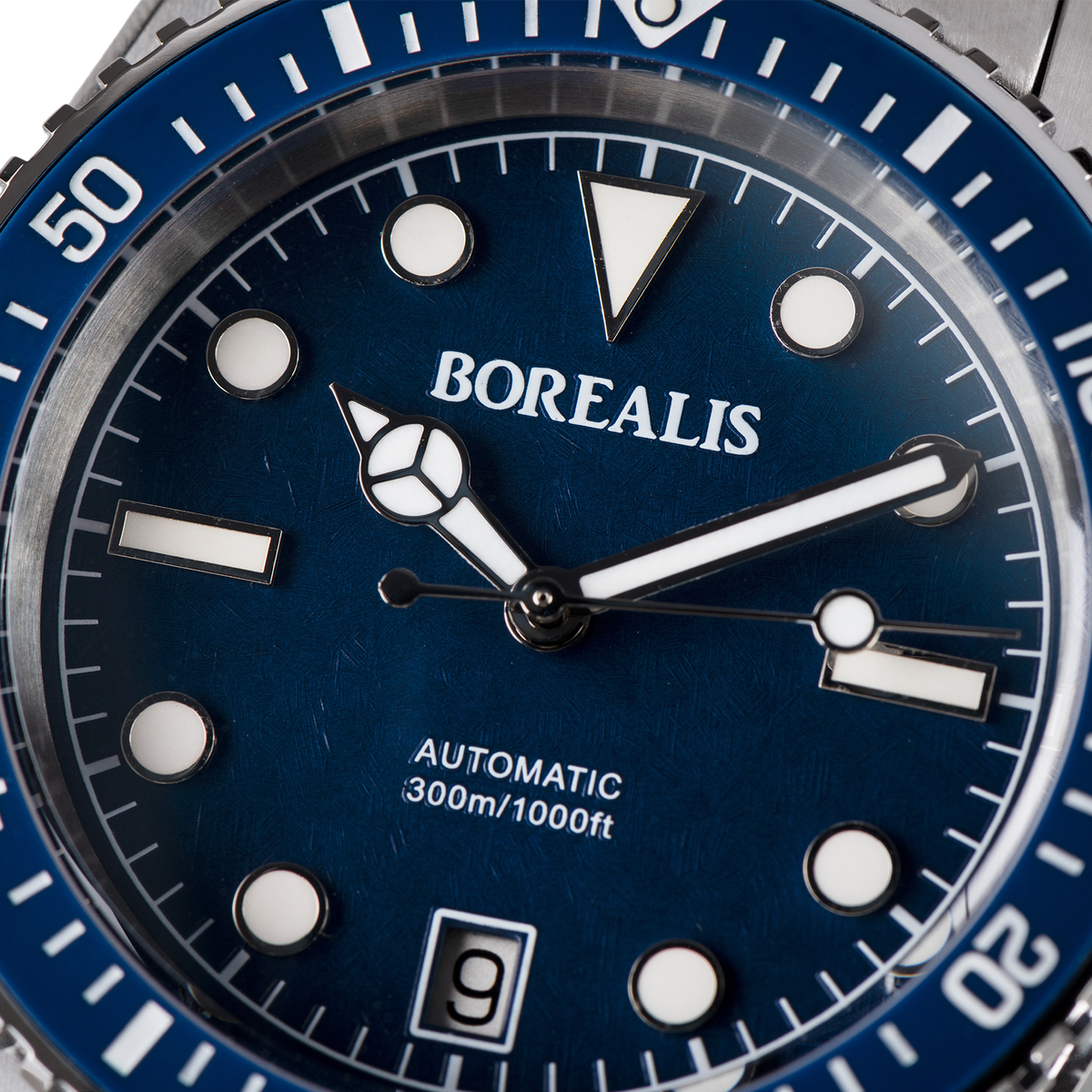 Borealis Bull Shark V2 Blue Dial Mercedes Hands Date Miyota 9015 BBSV2BC