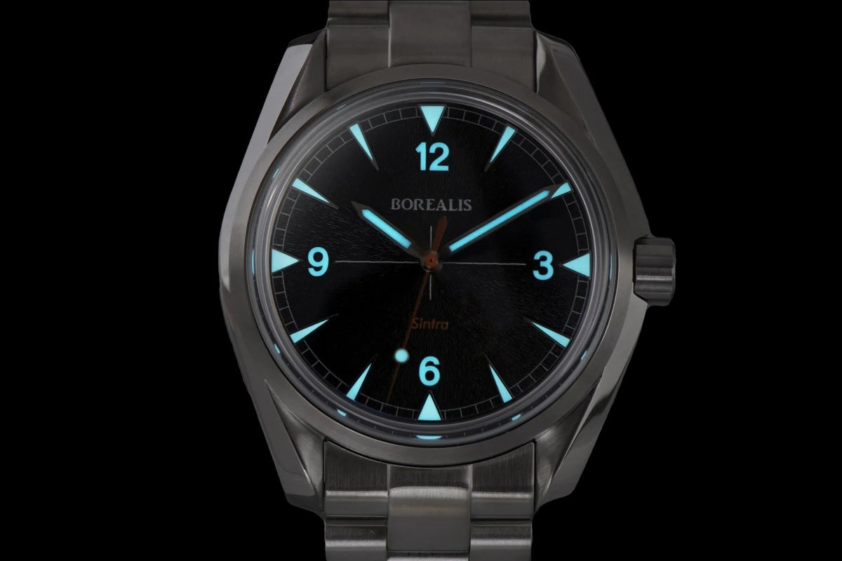 Borealis Sintra Black Sunray dial no date Miyota 90S5 automatic movement version A.A2 - Borealis Watch Company