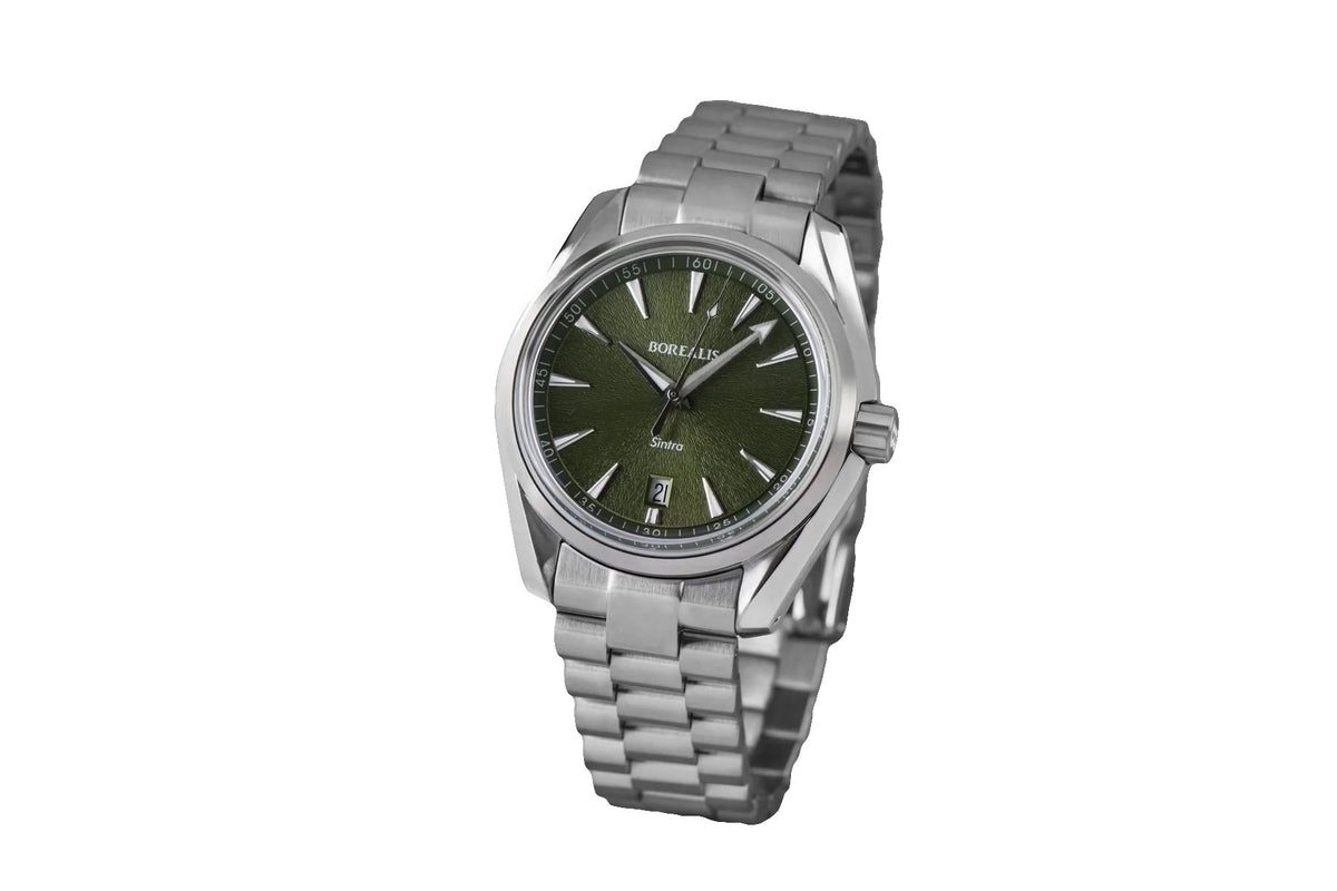 Borealis Sintra Green Sunray dial date Miyota 9015 automatic movement version B.C3 - Borealis Watch Company