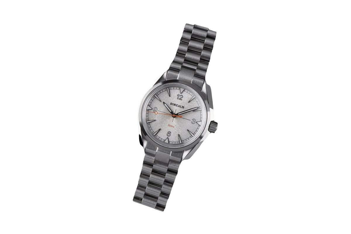 Borealis Sintra Silver White Sunray dial no date Miyota 90S5 automatic movement version A.A1 - Borealis Watch Company