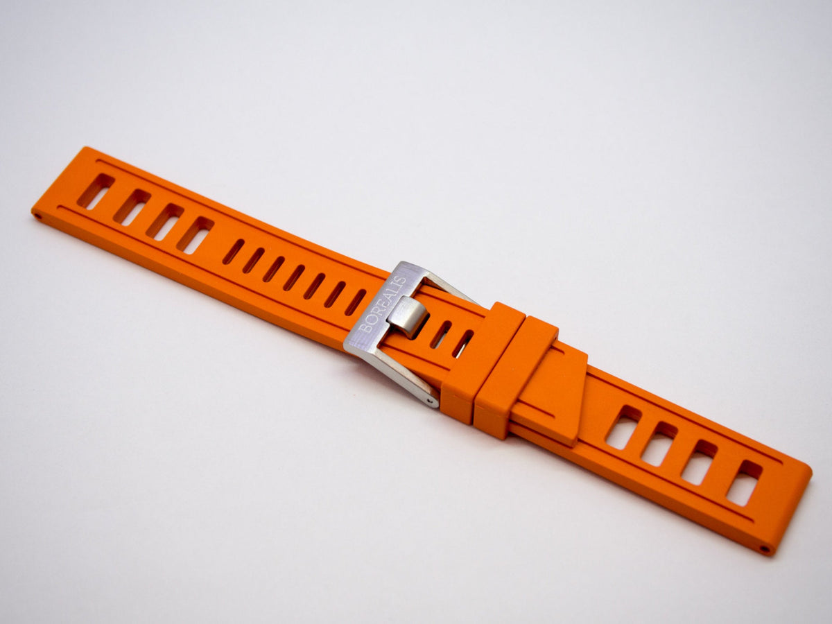 borealis vulcanized rubber strap 22mm orange