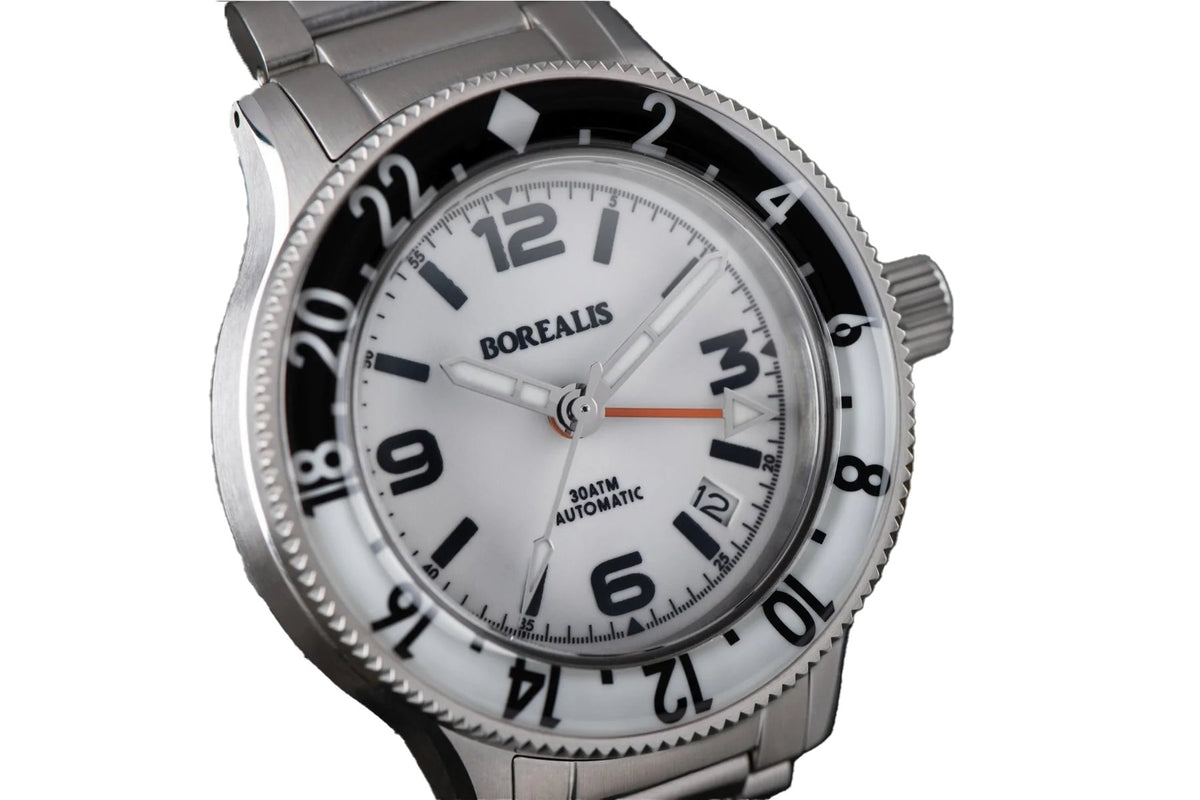 Pre-Order Borealis Sea Storm MK2 GMT Version BE Panda Bezel Date - Borealis Watch Company
