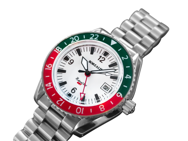 Borealis Estoril 300 GMT Lumed Dial Portugal Red Green Bezel Arabic Numbers Date Version B