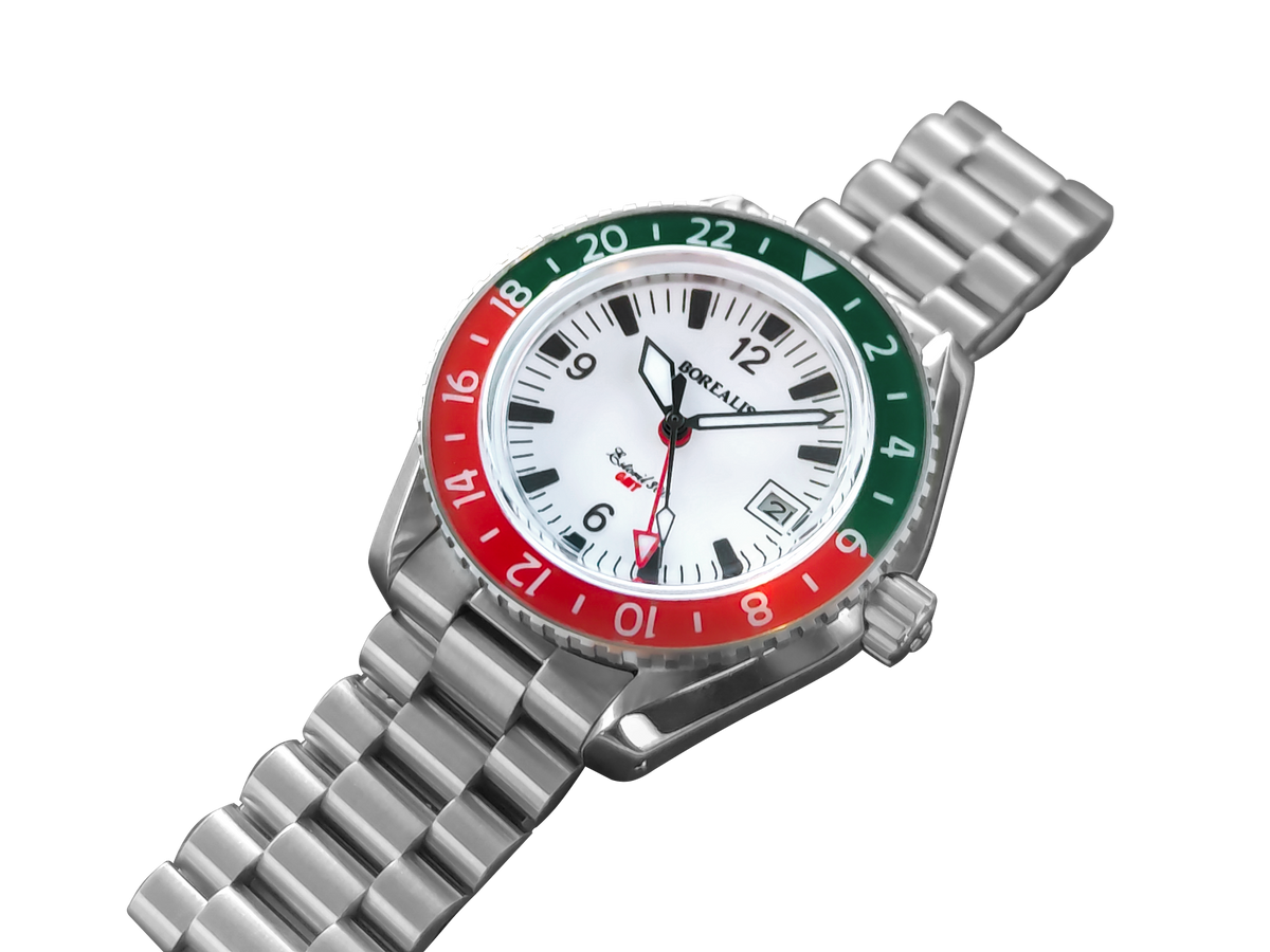 Borealis Estoril 300 GMT Lumed Dial Portugal Red Green Bezel Arabic Numbers Date Version B