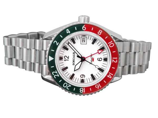 Borealis Estoril 300 GMT Lumed Dial Portugal Red Green Bezel Arabic Numbers Date Version B