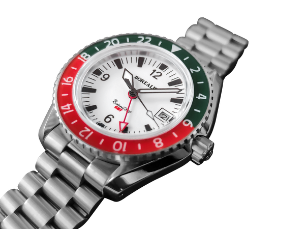 Borealis Estoril 300 GMT Lumed Dial Portugal Red Green Bezel Arabic Numbers Date Version B