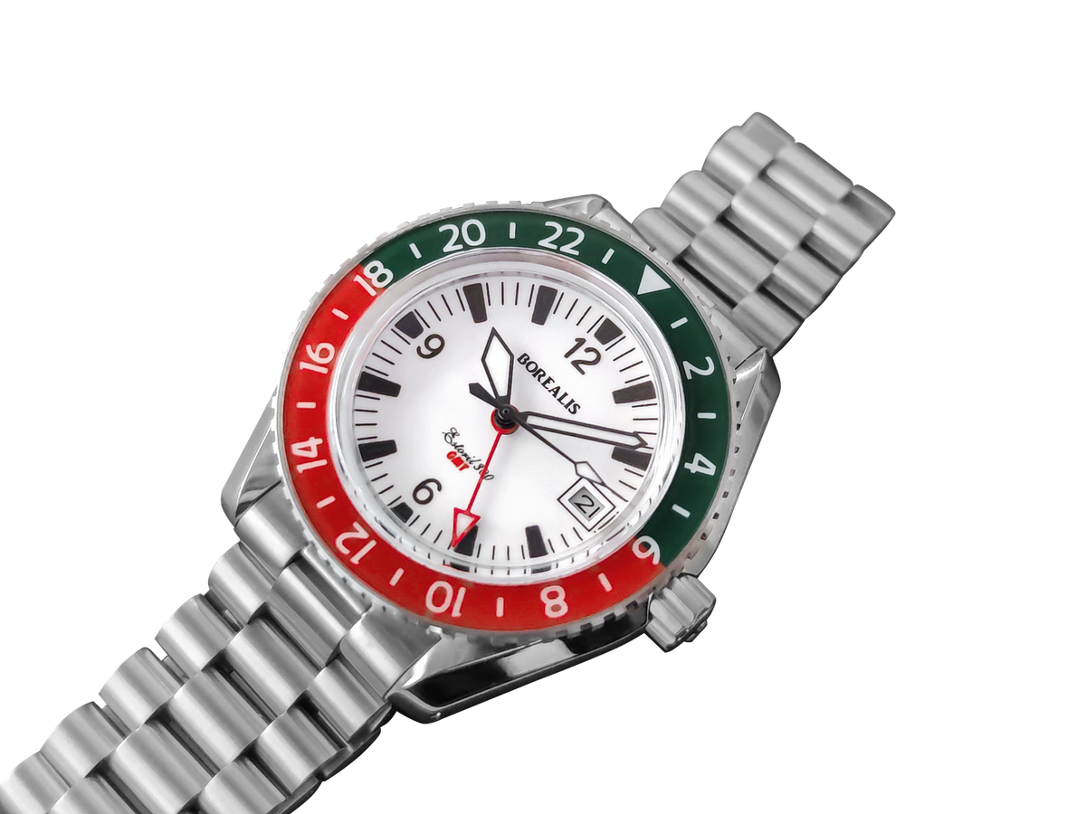 Borealis Estoril 300 GMT Lumed Dial Portugal Red Green Bezel Arabic Numbers Date Version B