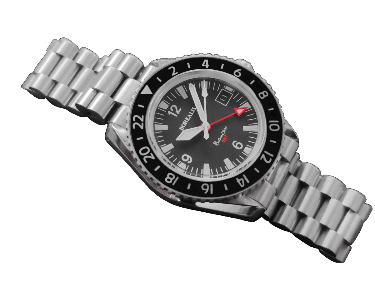 Borealis Estoril 300 GMT Black Dial Arabic Numbers Date Version I