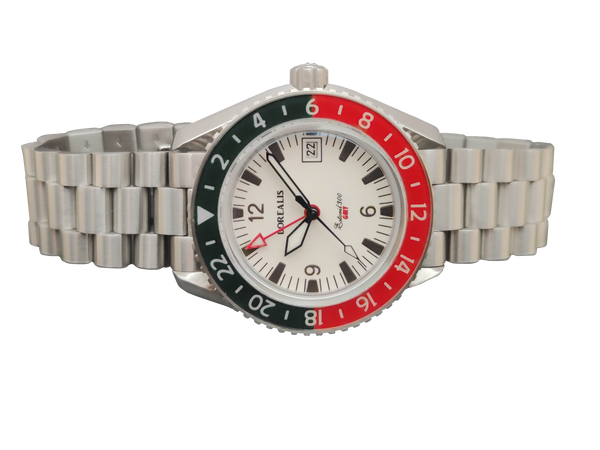 Borealis Estoril 300 GMT Lumed Dial Arabic Numbers Date Black Red Bezel Version J