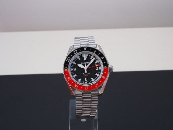 Borealis Estoril 300 GMT Black Dial Big Triangle No Date Black Red Bezel Version K1