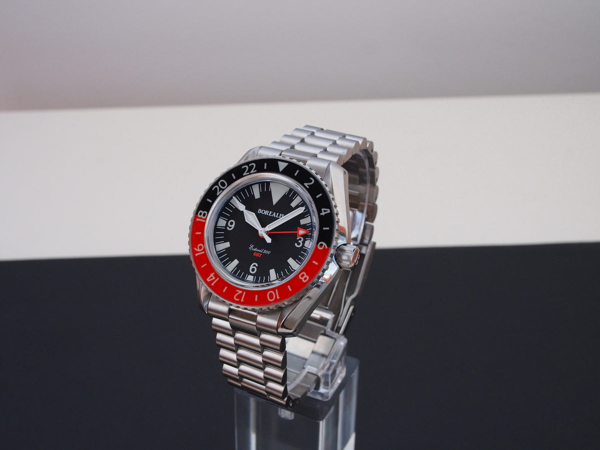 Borealis Estoril 300 GMT Black Dial Big Triangle No Date Black Red Bezel Version K1