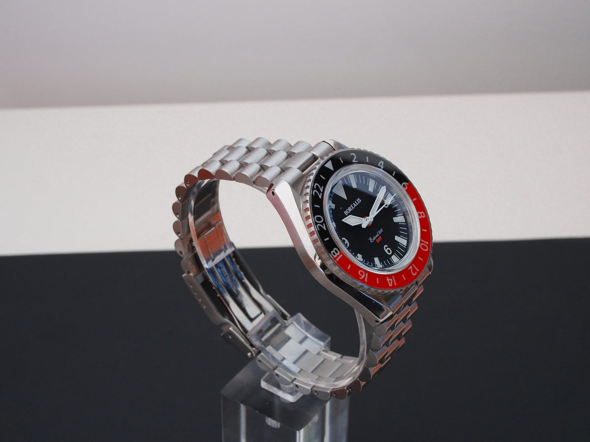 Borealis Estoril 300 GMT Black Dial Big Triangle No Date Black Red Bezel Version K1