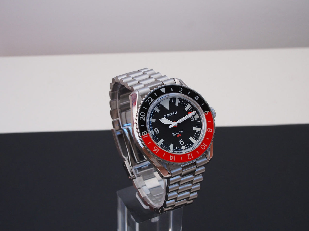 Borealis Estoril 300 GMT Black Dial Big Triangle No Date Black Red Bezel Version K1