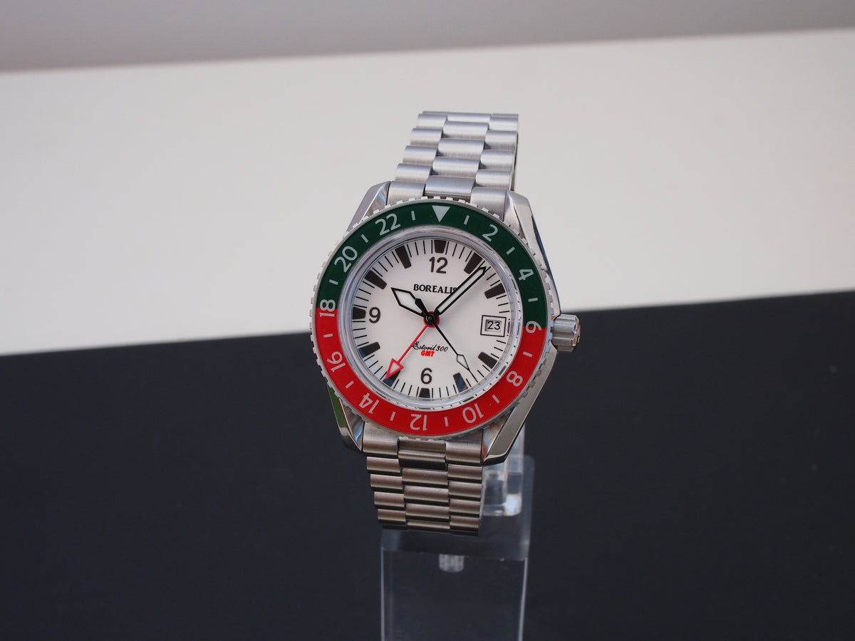 Borealis Estoril 300 GMT Lumed Dial Portugal Red Green Bezel Arabic Numbers Date Version B