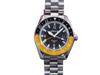 Borealis Estoril 300 GMT Black Dial Arabic Numbers Date Yellow Bezel Version A