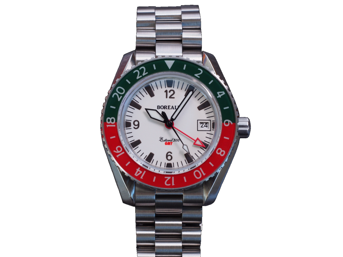 Borealis Estoril 300 GMT Lumed Dial Portugal Red Green Bezel Arabic Numbers Date Version B