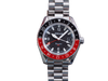 Borealis Estoril 300 GMT Black Dial Arabic Numbers Black Red Bezel Date Version K