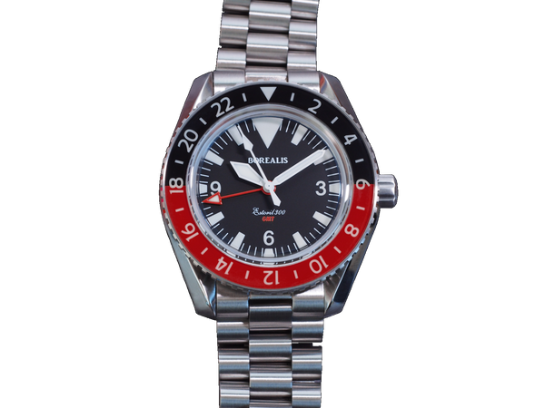 Borealis Estoril 300 GMT Black Dial Big Triangle No Date Black Red Bezel Version K1