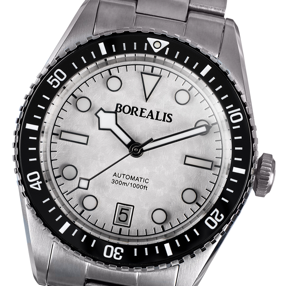 Borealis Bull Shark V2 White Dial Snowflake Hands Date Miyota 9015 BBSV2BE