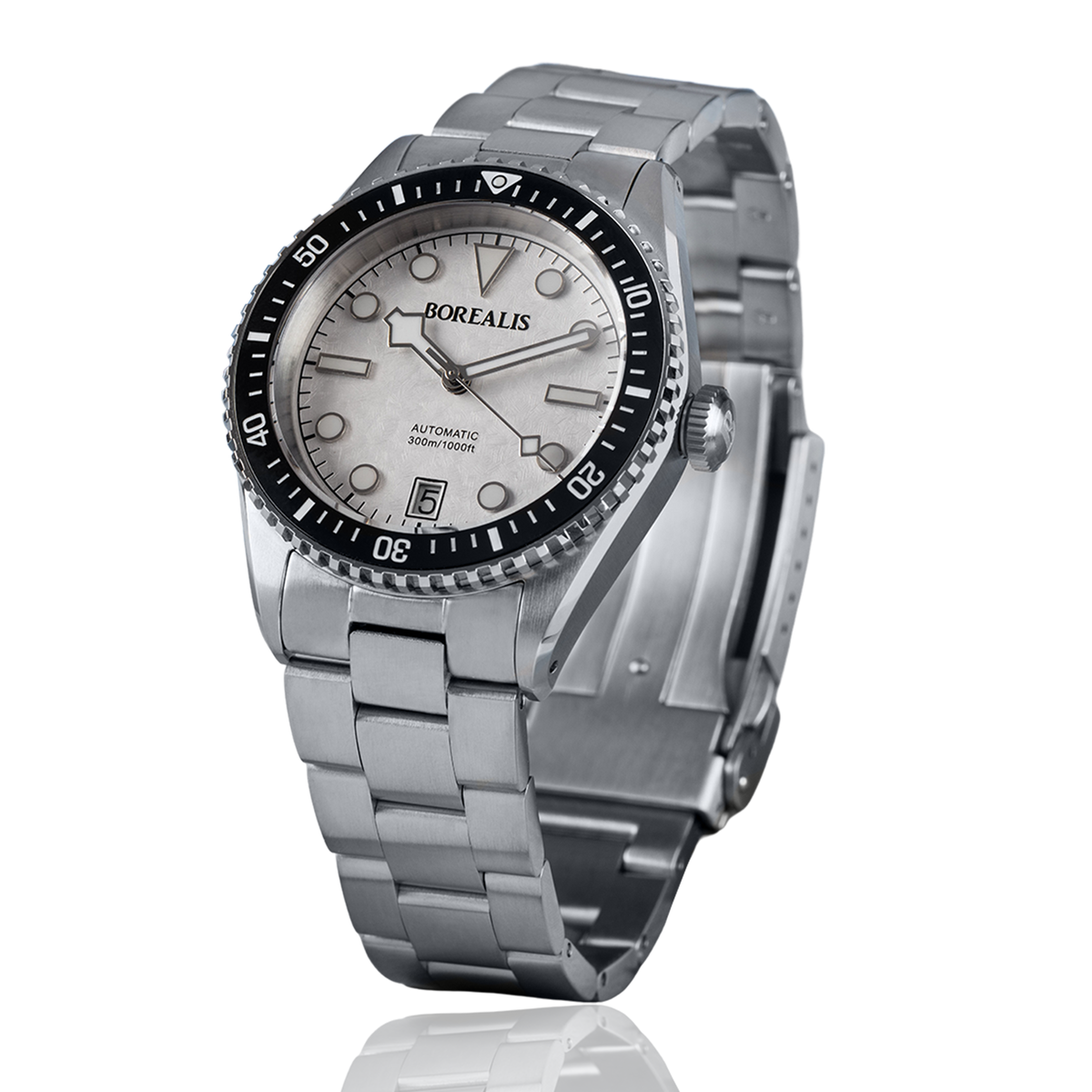 Borealis Bull Shark V2 White Dial Snowflake Hands Date Miyota 9015 BBSV2BE