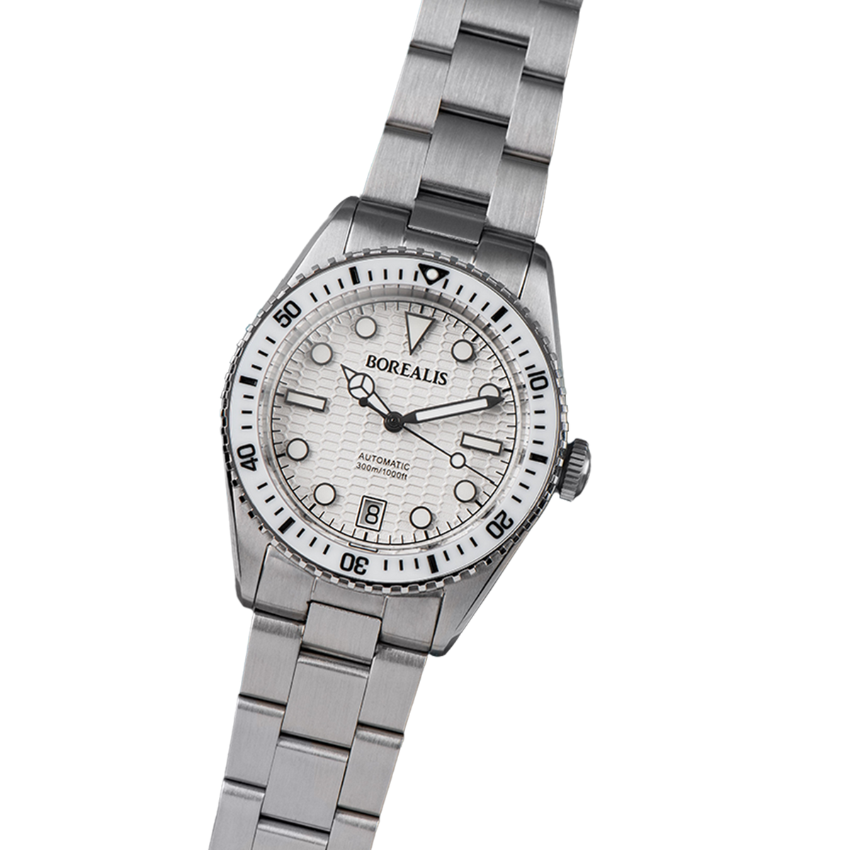 Borealis Bull Shark V2 White Dial Mercedes Hands Date Miyota 9015 BBSV2BB