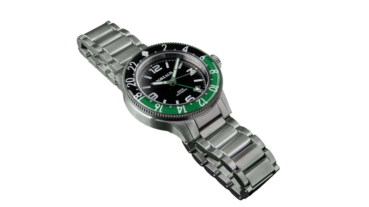 Borealis Sea Storm MK2 GMT Version BI Green Black Bezel Date