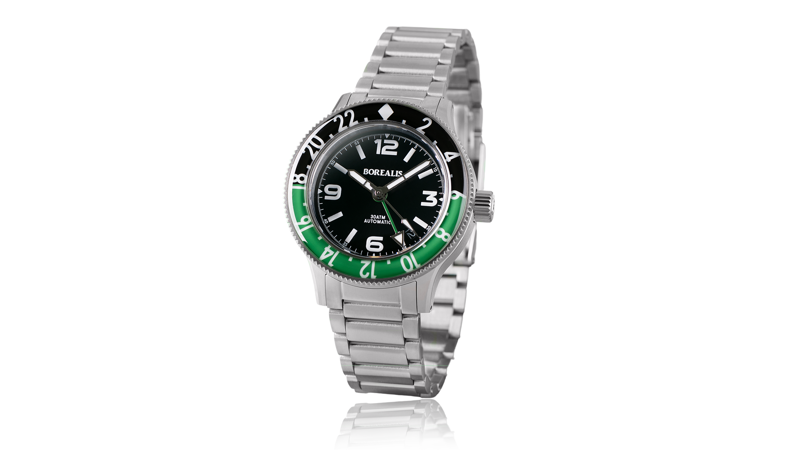 時計 BOREALIS automatic Borealis Sea Storm MK2 GMT Version BI Green Black Bezel Date