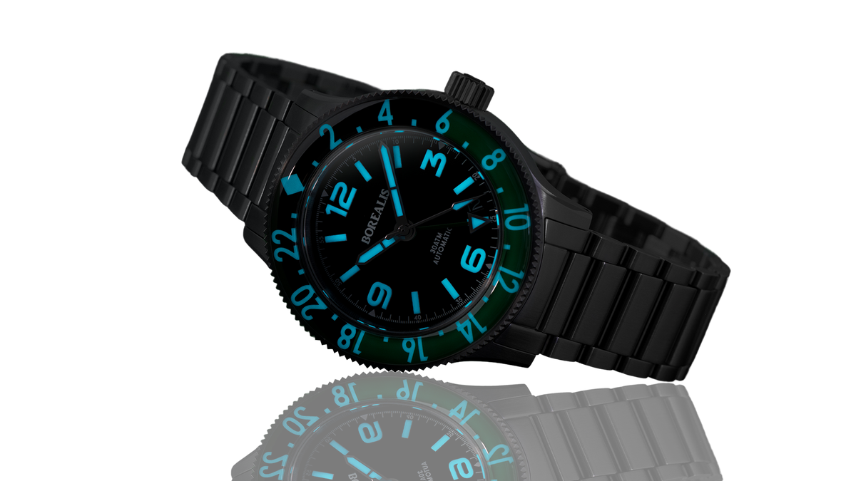 Borealis Sea Storm MK2 GMT Version BI Green Black Bezel Date