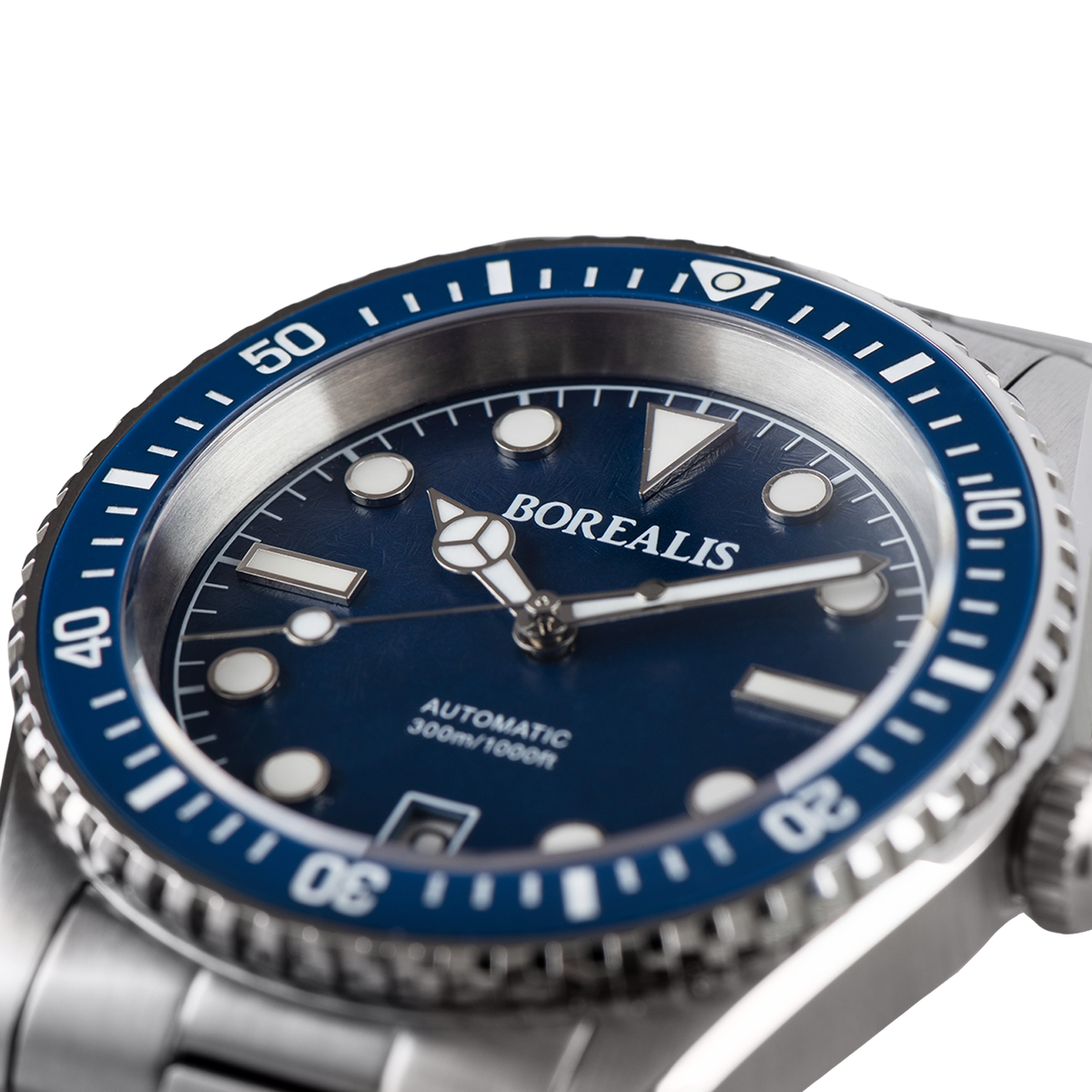 Borealis Bull Shark V2 Blue Dial Mercedes Hands Date Miyota 9015 BBSV2BC