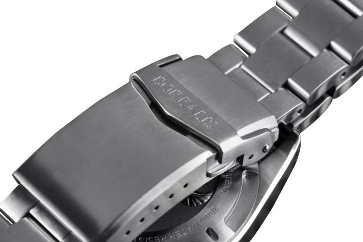 Borealis Bull Shark V2 White Dial Mercedes Hands Date Miyota 9015 BBSV2BB - Borealis Watch Company