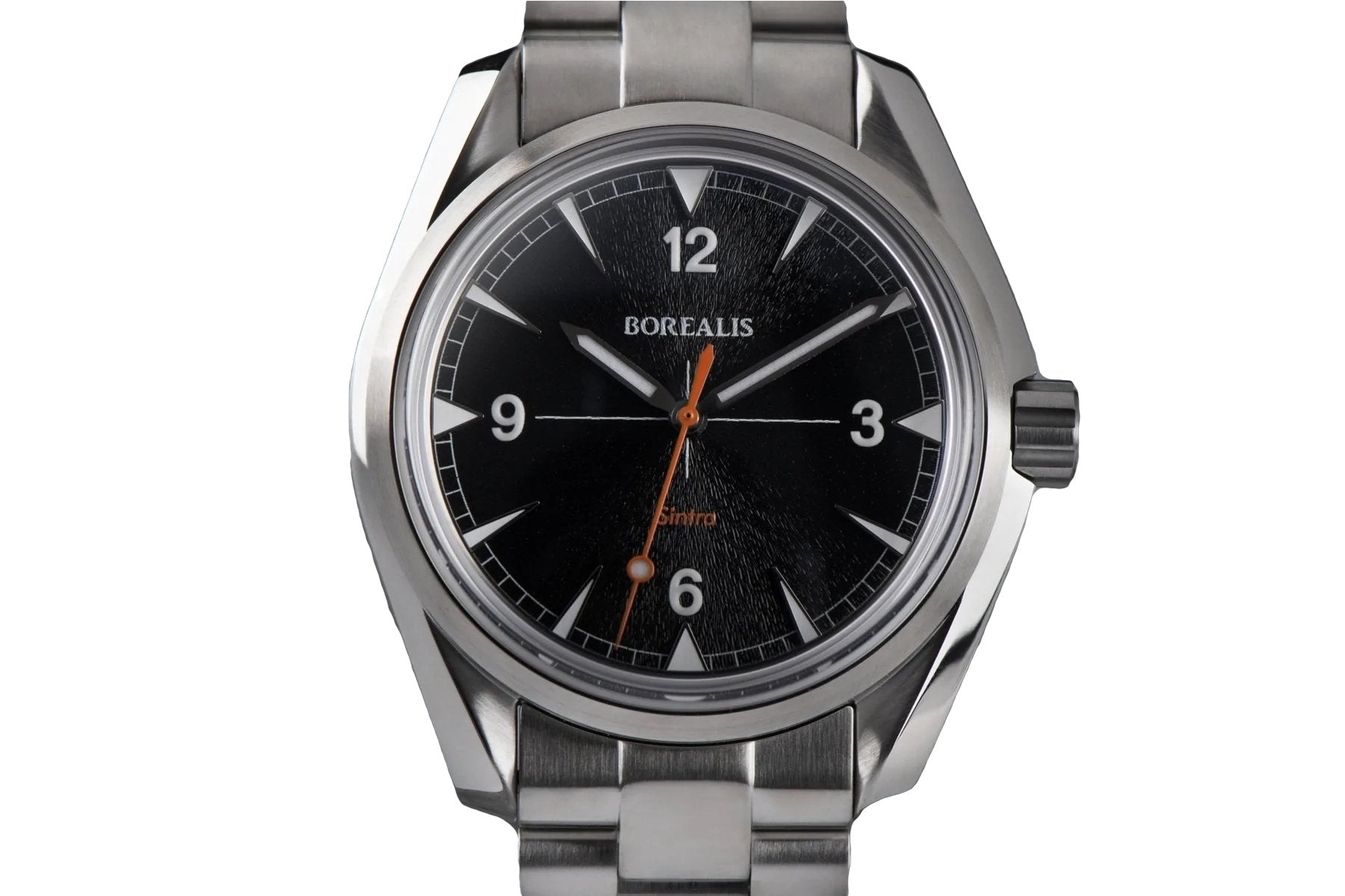 Borealis Sintra Black Sunray dial no date Miyota 90S5 automatic movement version A.A2 - Borealis Watch Company