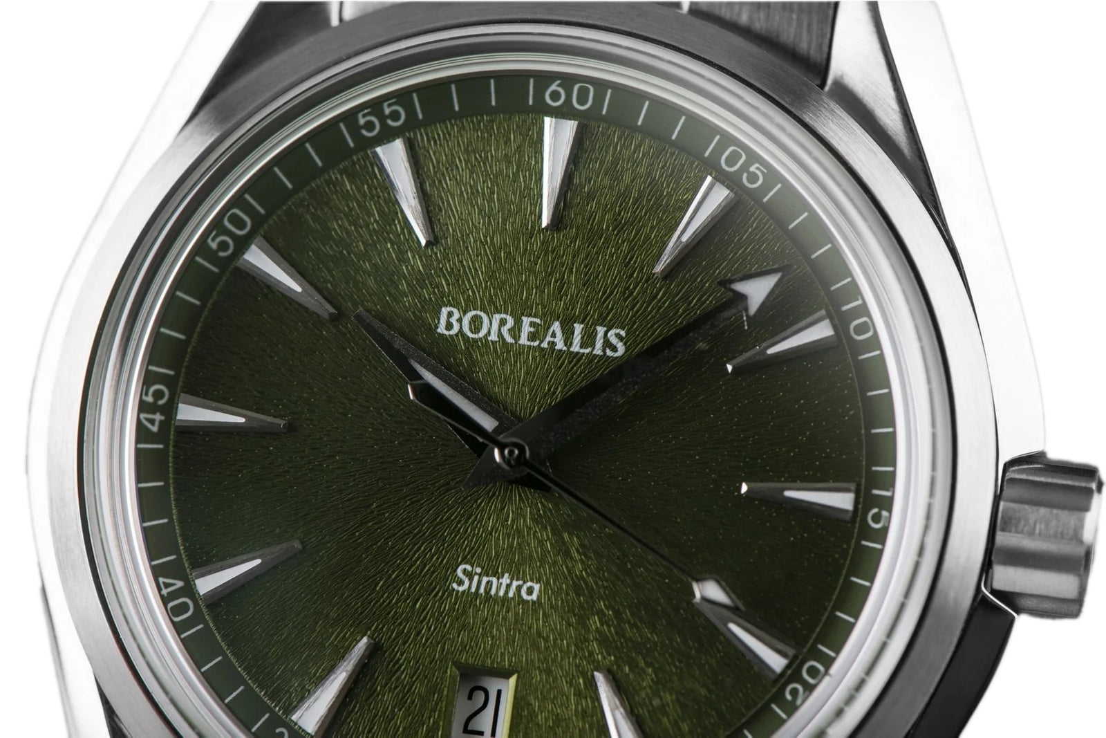 Borealis Sintra Green Sunray dial date Miyota 9015 automatic movement version B.C3 - Borealis Watch Company
