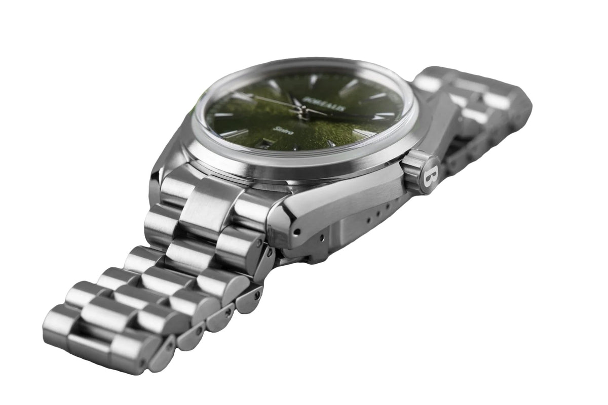 Borealis Sintra Green Sunray dial date Miyota 9015 automatic movement version B.C3 - Borealis Watch Company