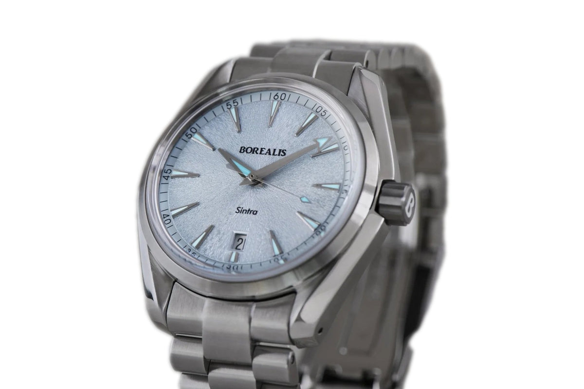 Borealis Sintra Light Blue Sunray dial date Miyota 9015 automatic movement version B.C - Borealis Watch Company