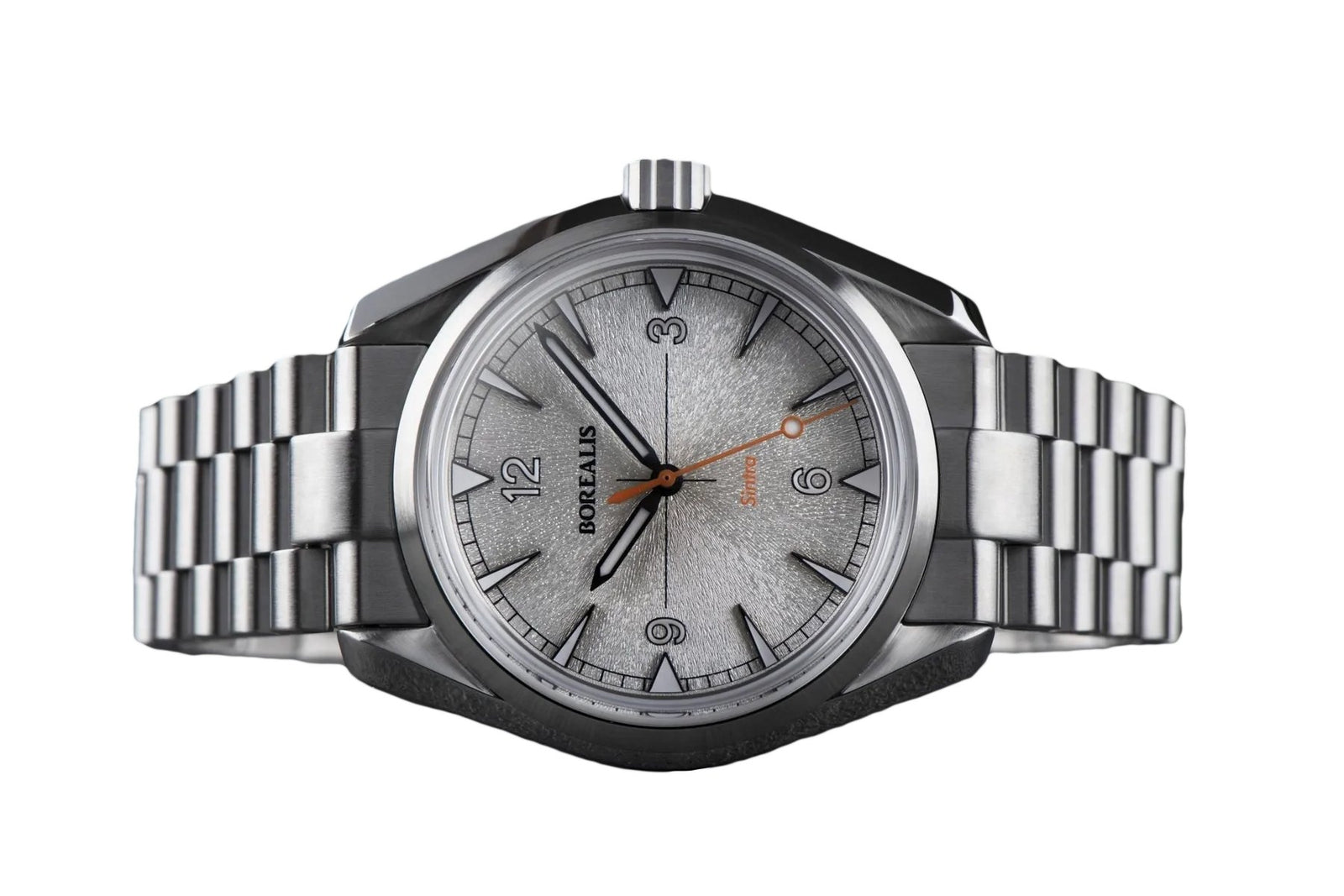 Borealis Sintra Silver White Sunray dial no date Miyota 90S5 automatic movement version A.A1 - Borealis Watch Company