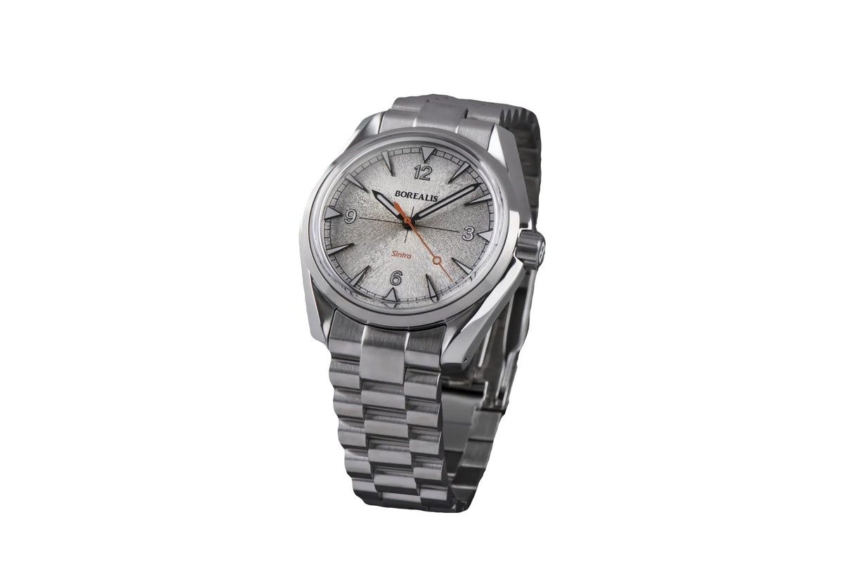 Borealis Sintra Silver White Sunray dial no date Miyota 90S5 automatic movement version A.A1 - Borealis Watch Company