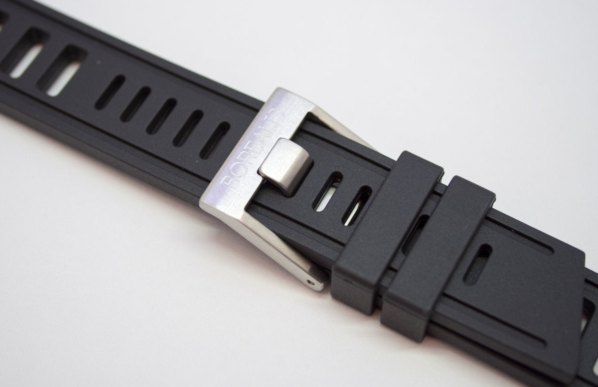 Borealis Vulcanized Rubber Strap 20mm Black Borealis Watch Company