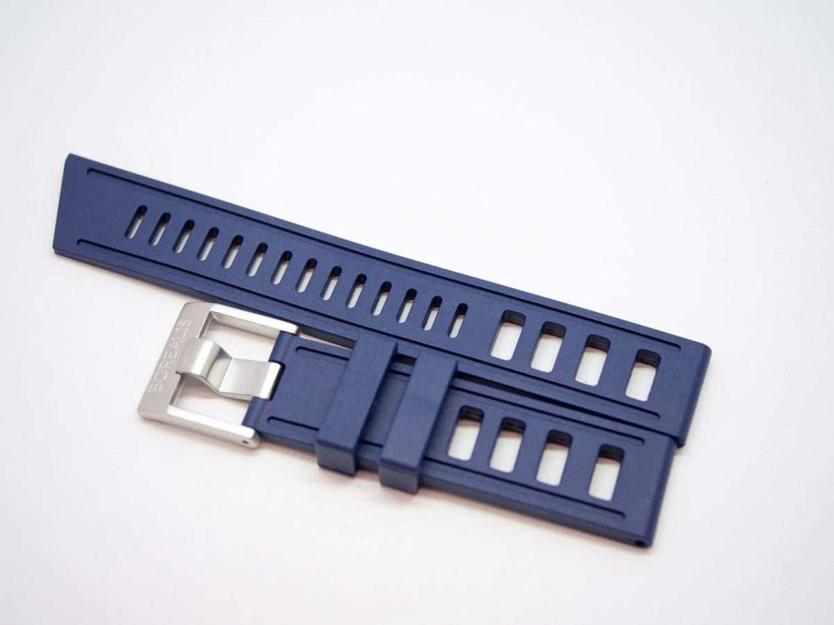 Borealis Vulcanized Rubber Strap 24mm Blue - Borealis Watch Company