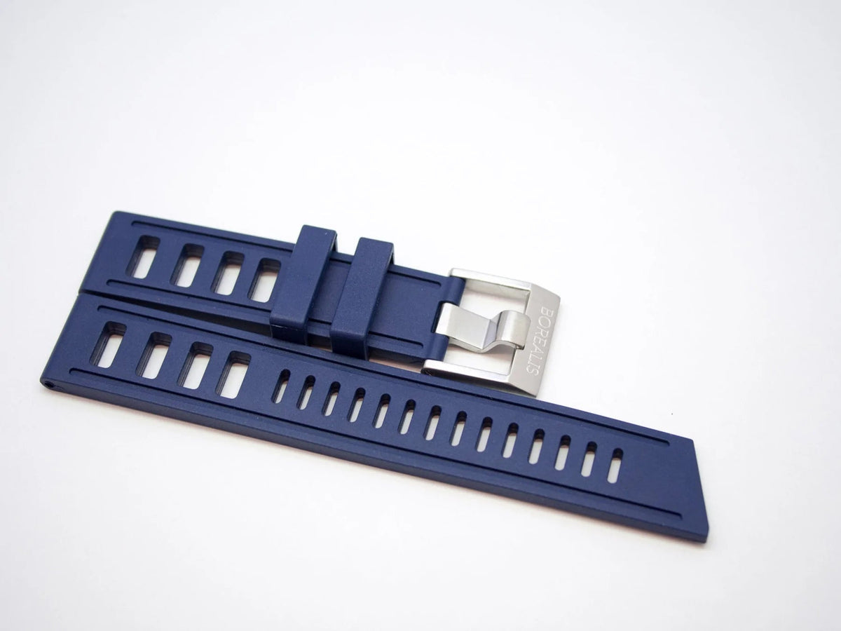 Borealis Vulcanized Rubber Strap 24mm Blue - Borealis Watch Company