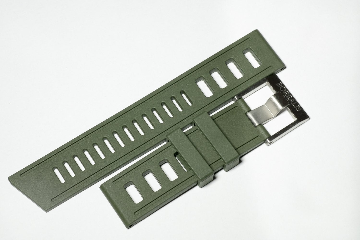 borealis vulcanized rubber strap 24mm green