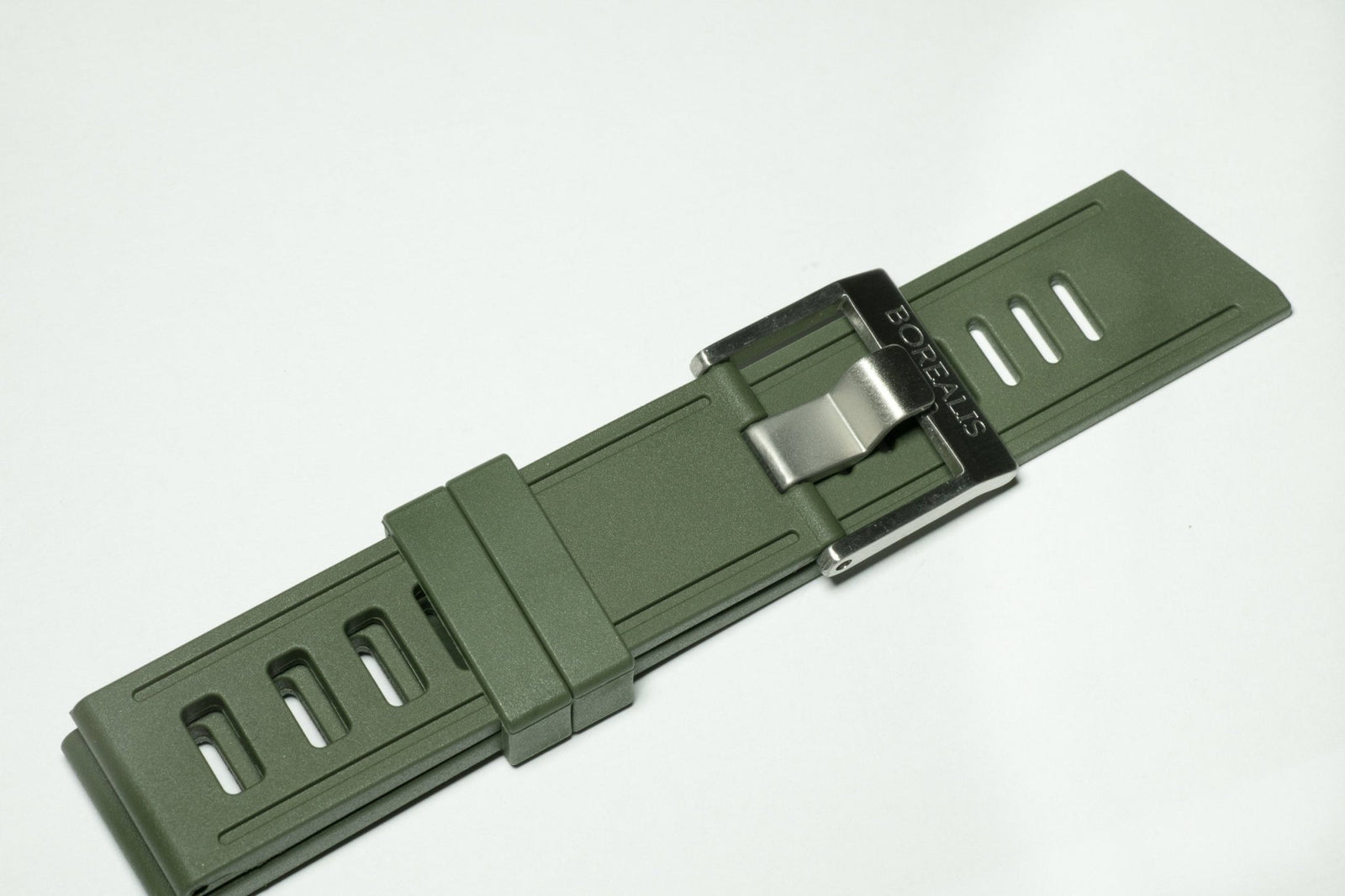 borealis vulcanized rubber strap 24mm green