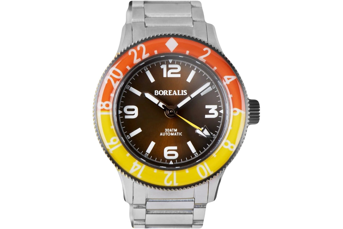 Pre-Order Borealis Sea Storm MK2 GMT Version BG1 Coffee Bezel No Date - Borealis Watch Company