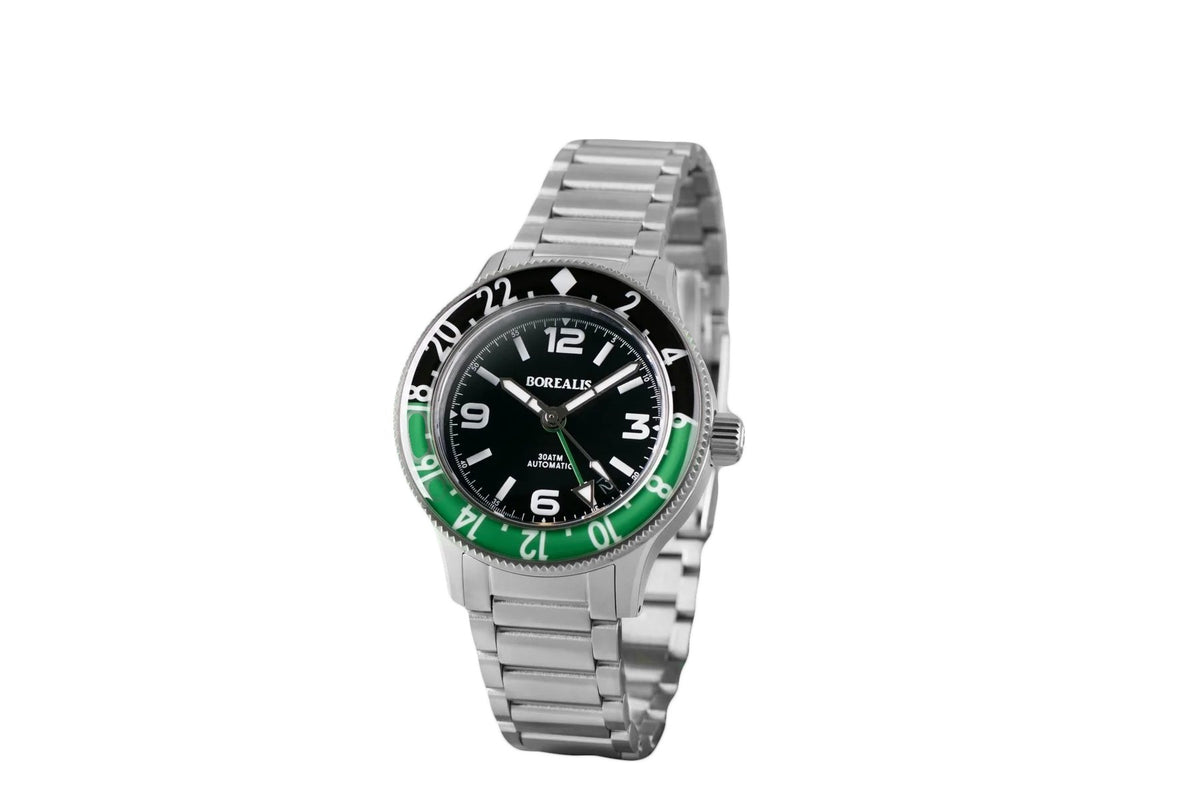 Pre-Order Borealis Sea Storm MK2 GMT Version BI Green Black Bezel Date - Borealis Watch Company