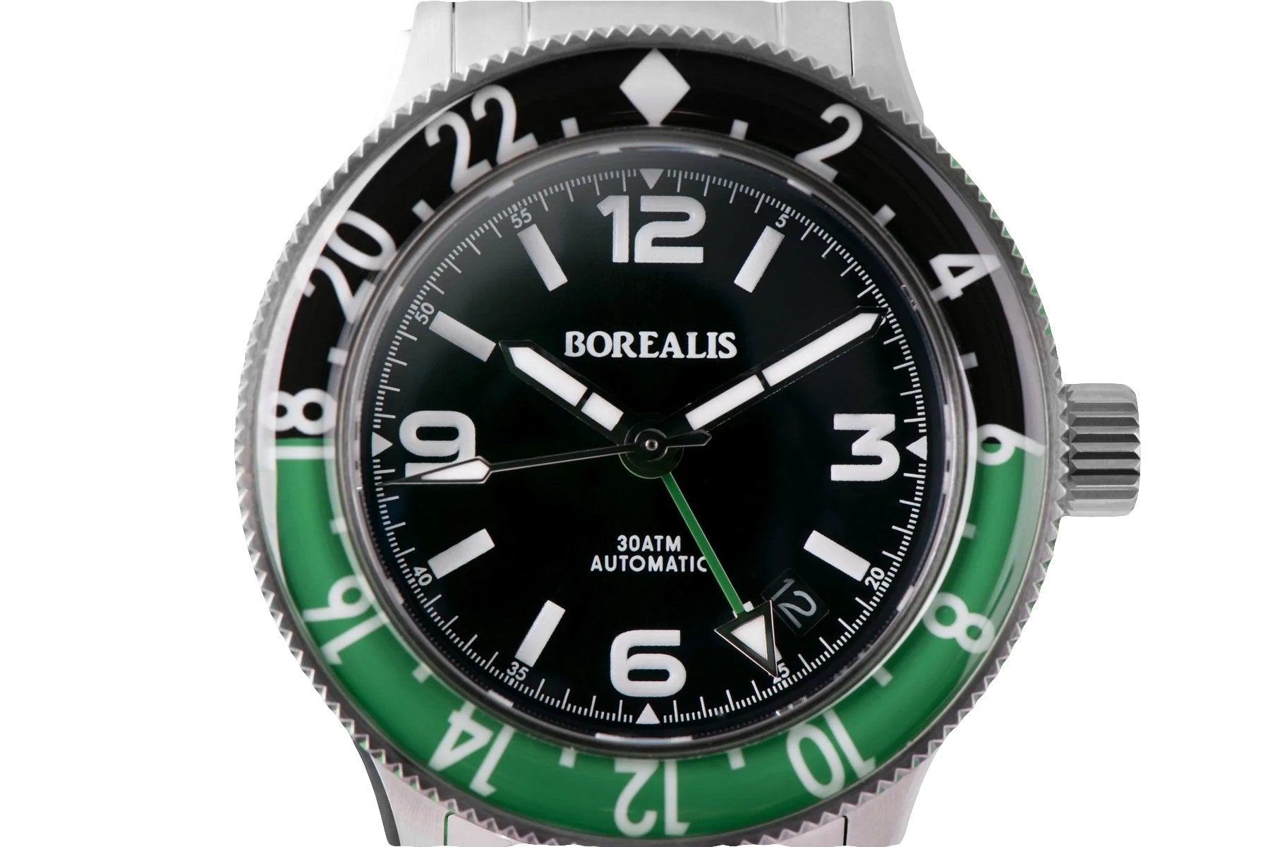 Pre-Order Borealis Sea Storm MK2 GMT Version BI Green Black Bezel Date - Borealis Watch Company