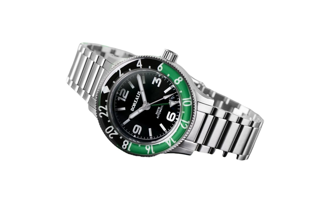 Pre-Order Borealis Sea Storm MK2 GMT Version BI Green Black Bezel Date - Borealis Watch Company