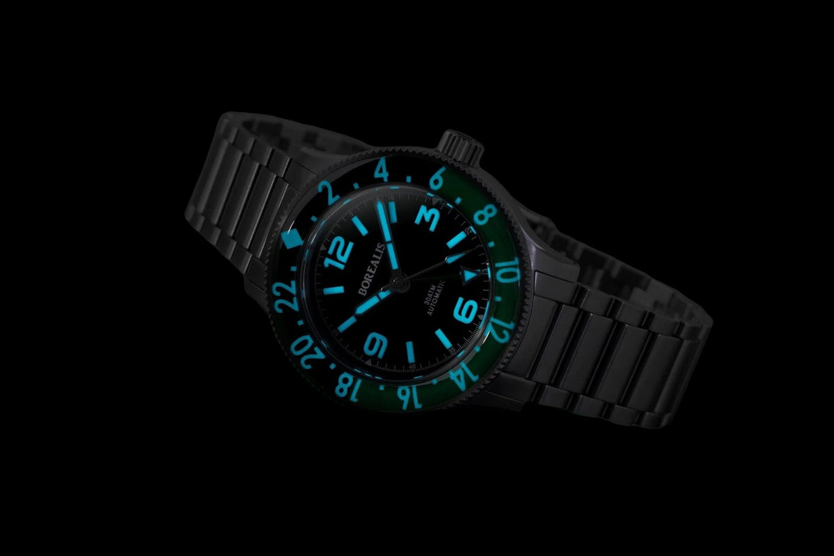 Pre-Order Borealis Sea Storm MK2 GMT Version BI1 Green Black Bezel No Date - Borealis Watch Company