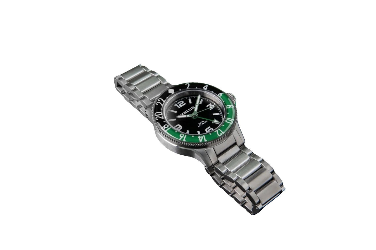 Pre-Order Borealis Sea Storm MK2 GMT Version BI1 Green Black Bezel No Date - Borealis Watch Company