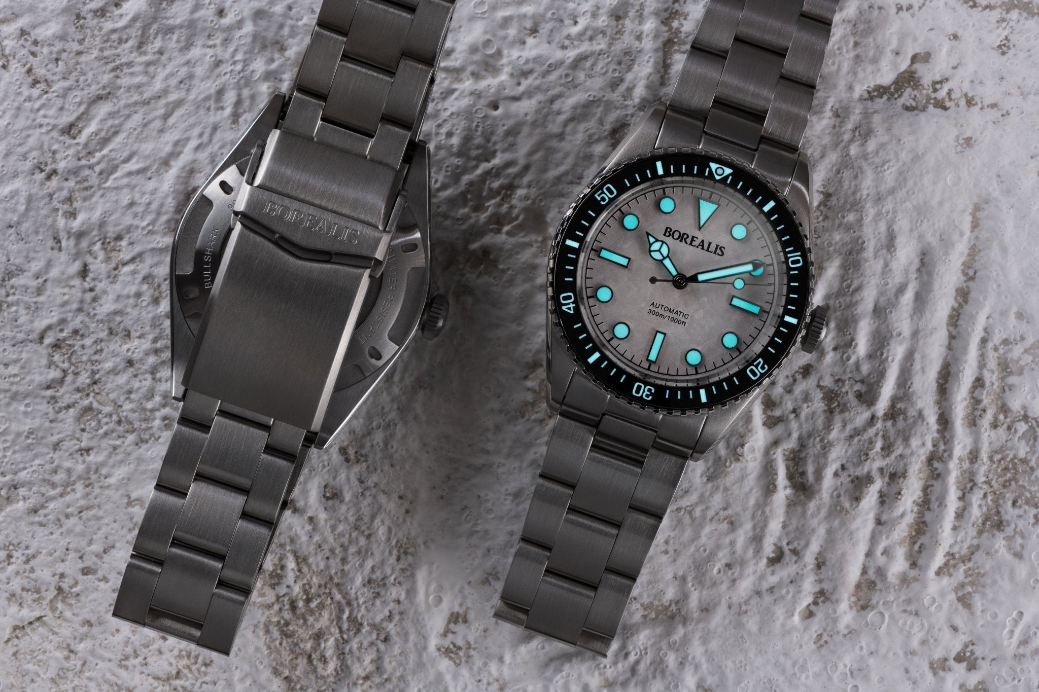 Borealis Bull Shark V2 White Dial Mercedes Hands no Date